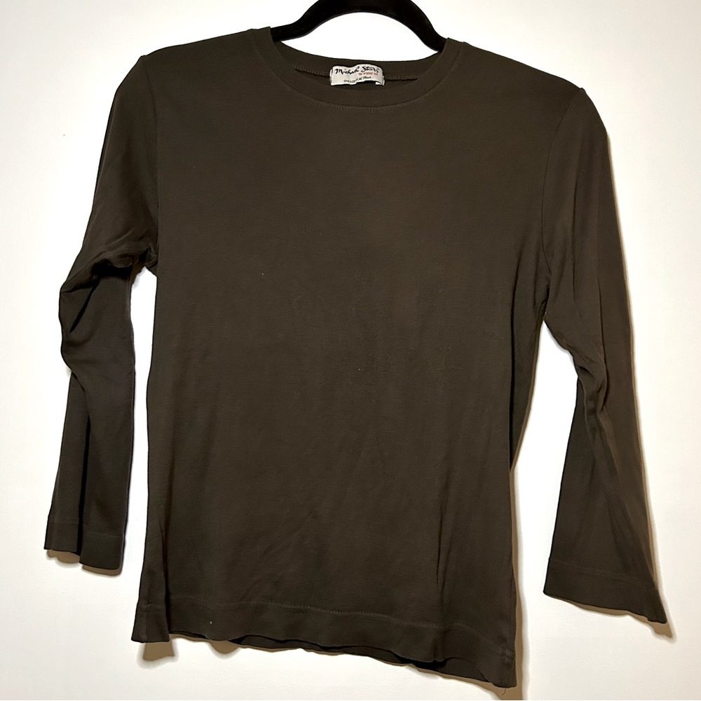 Michael Stars Brown 3/4 Sleeve Women’s Cotton Top One Size Fits Most